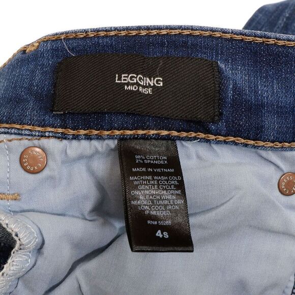 Express Jeans Womens Size 4 S Legging Mid Rise Distressed Blue Measure 30 x 26.5 - Picture 4 of 12